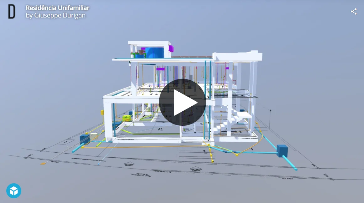 Visualização 3D estática da residência unifamiliar de 325m²